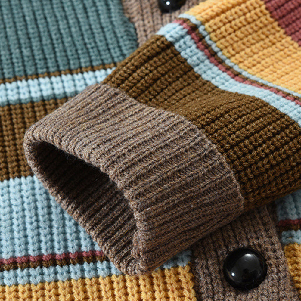 Men’s Colorblock Lapel Sweater Jacket | Casual Knit Outerwear