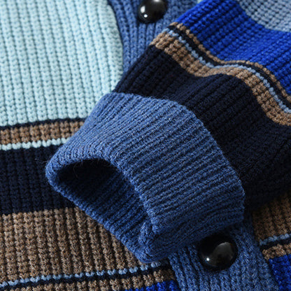 Men’s Colorblock Lapel Sweater Jacket | Casual Knit Outerwear