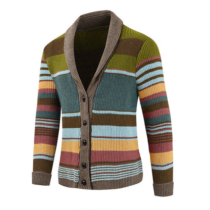 Men’s Colorblock Lapel Sweater Jacket | Casual Knit Outerwear