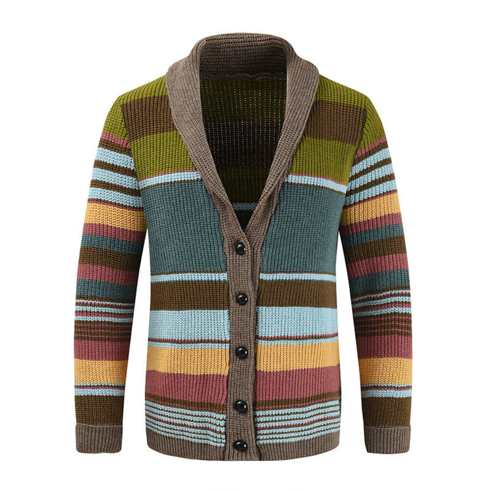 Men’s Colorblock Lapel Sweater Jacket | Casual Knit Outerwear