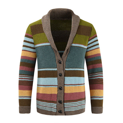 Men’s Colorblock Lapel Sweater Jacket | Casual Knit Outerwear