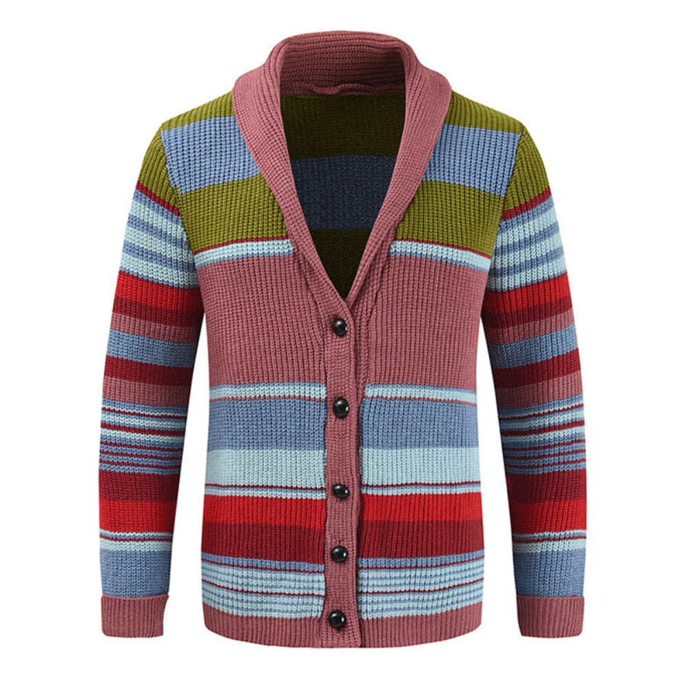 Men’s Colorblock Lapel Sweater Jacket | Casual Knit Outerwear