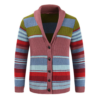 Men’s Colorblock Lapel Sweater Jacket | Casual Knit Outerwear