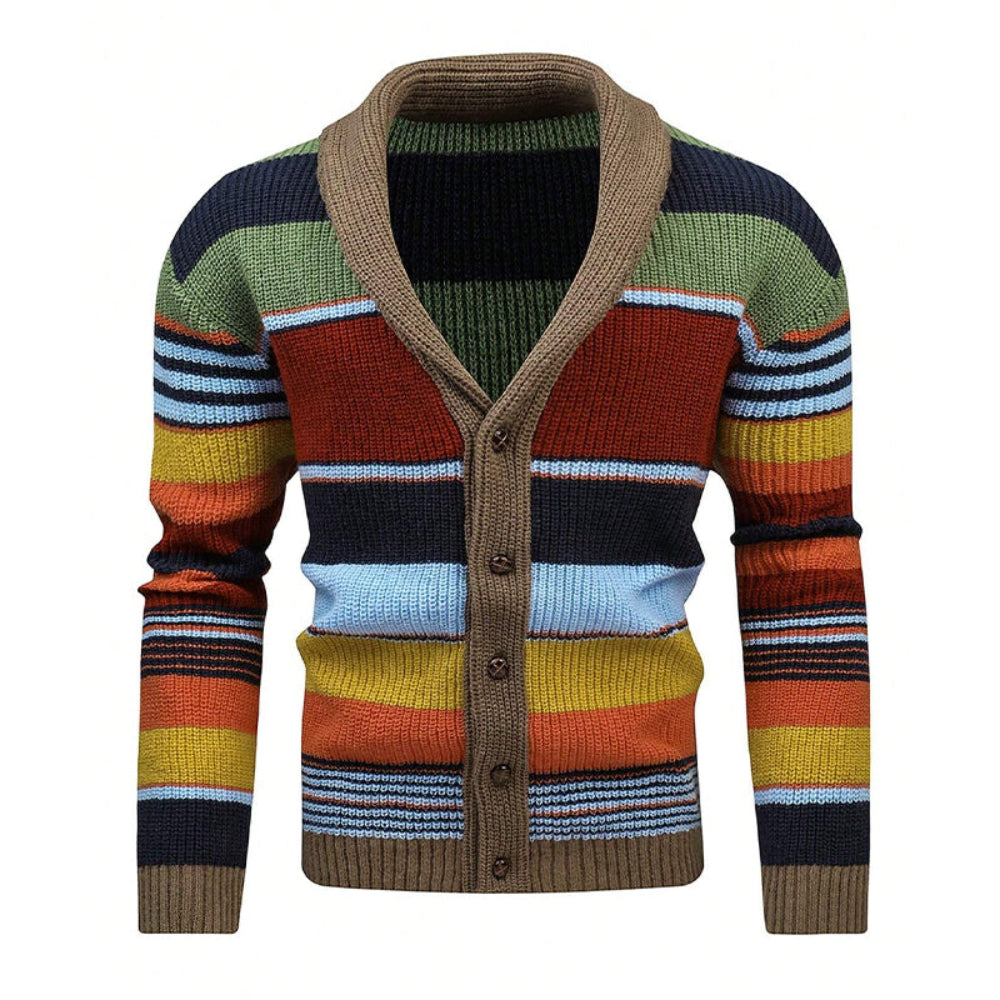 Men’s Colorblock Lapel Sweater Jacket | Casual Knit Outerwear