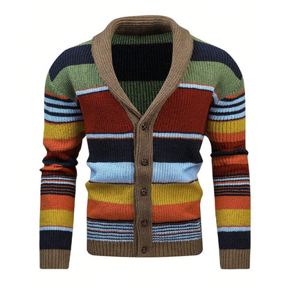 Men’s Colorblock Lapel Sweater Jacket | Casual Knit Outerwear