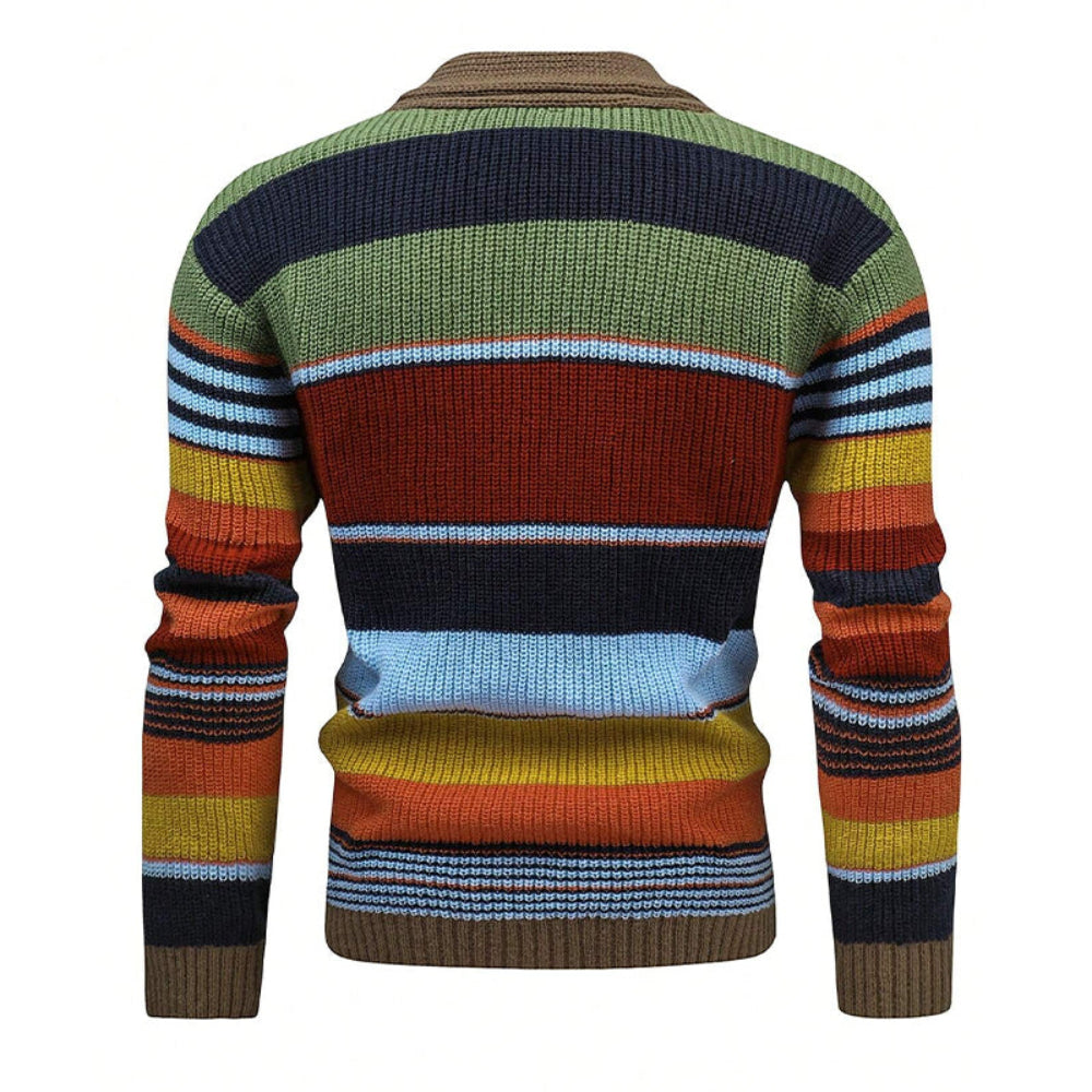 Men’s Colorblock Lapel Sweater Jacket | Casual Knit Outerwear