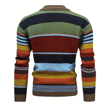 Men’s Colorblock Lapel Sweater Jacket | Casual Knit Outerwear