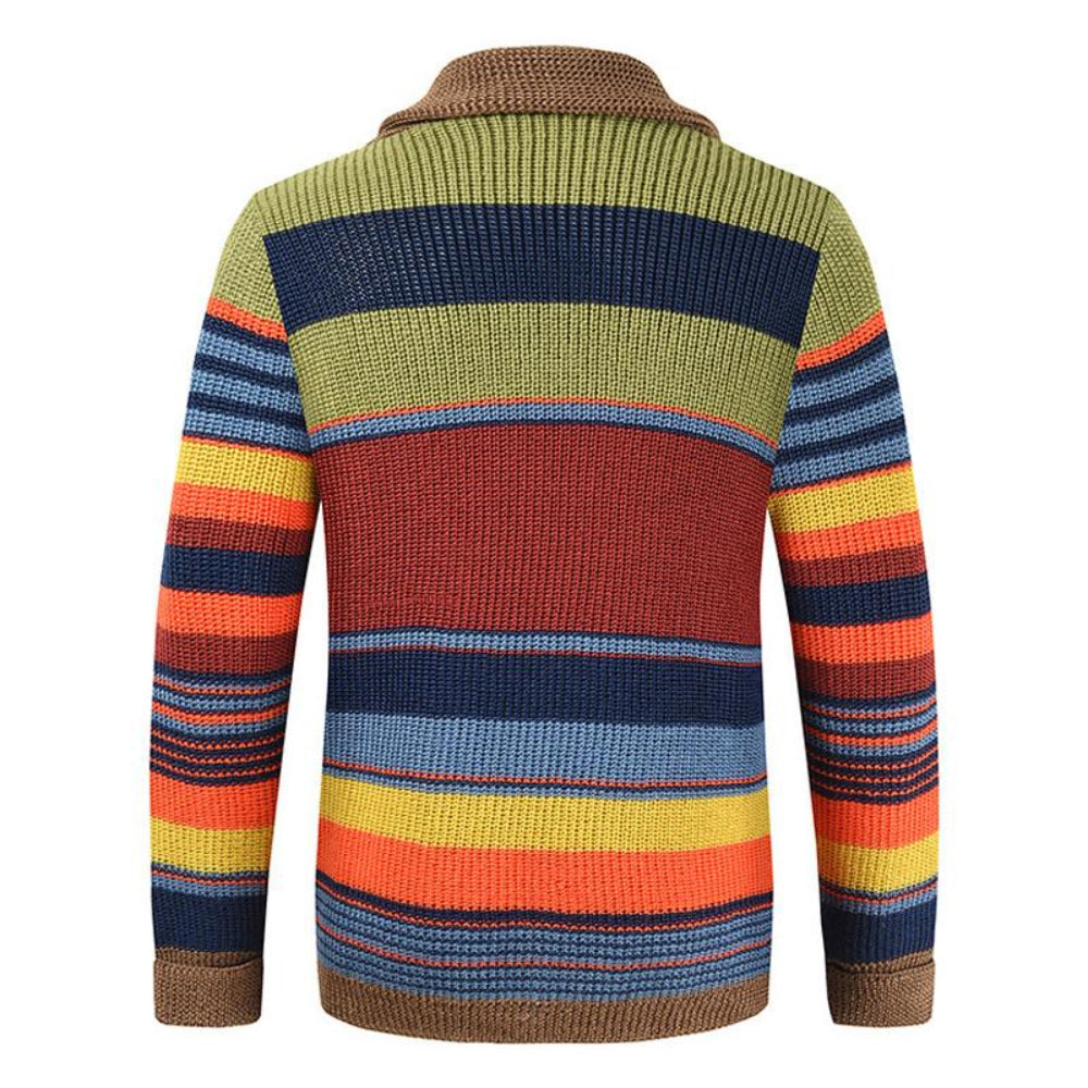 Men’s Colorblock Lapel Sweater Jacket | Casual Knit Outerwear
