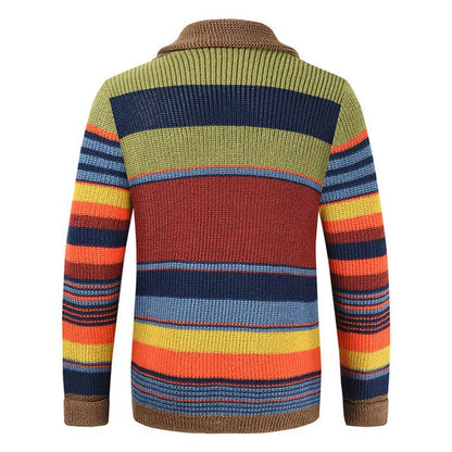 Men’s Colorblock Lapel Sweater Jacket | Casual Knit Outerwear
