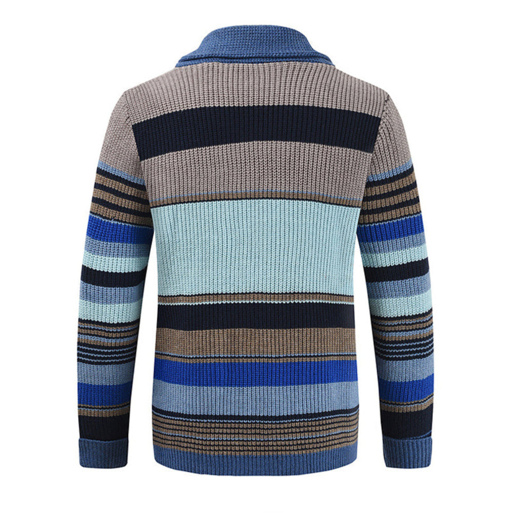 Men’s Colorblock Lapel Sweater Jacket | Casual Knit Outerwear