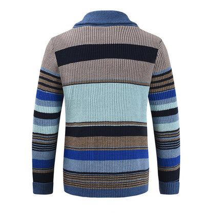 Men’s Colorblock Lapel Sweater Jacket | Casual Knit Outerwear