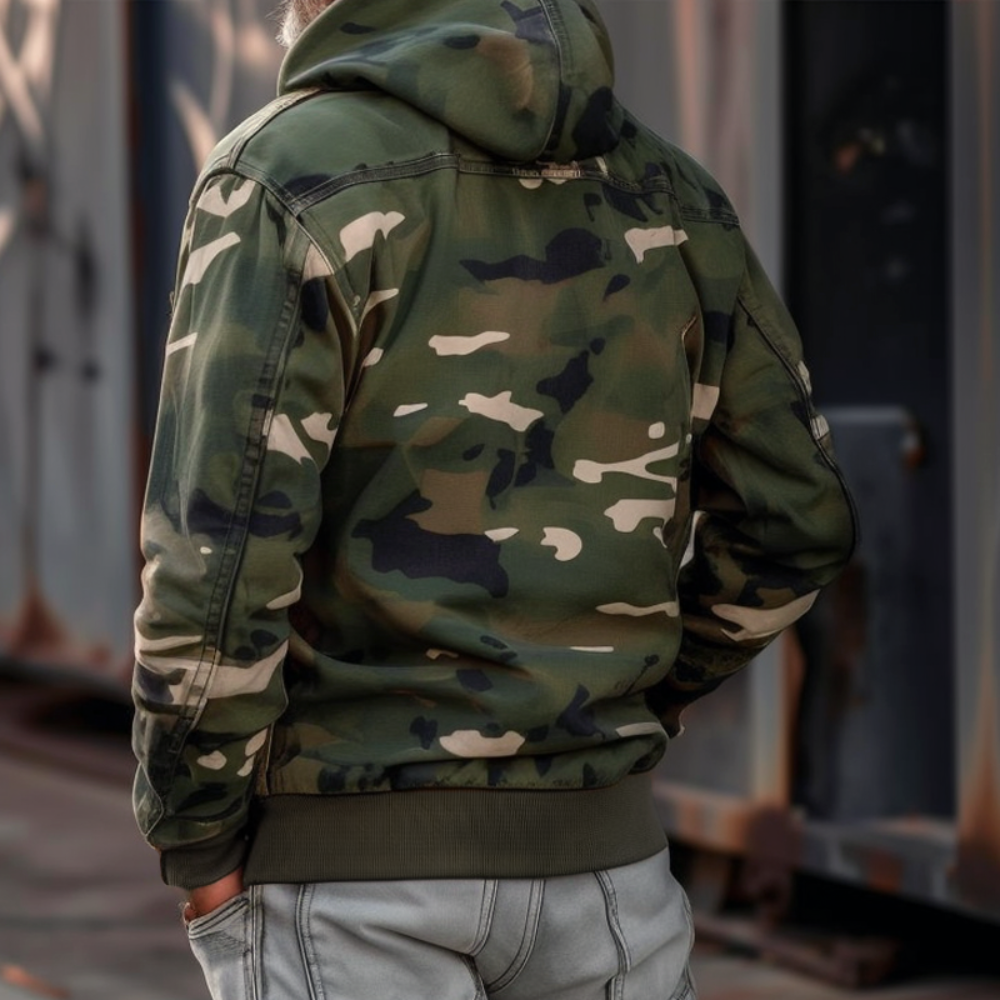 Men's Jacket Camouflage Cargo Hooded Utility Multi-Pocket Wear 5