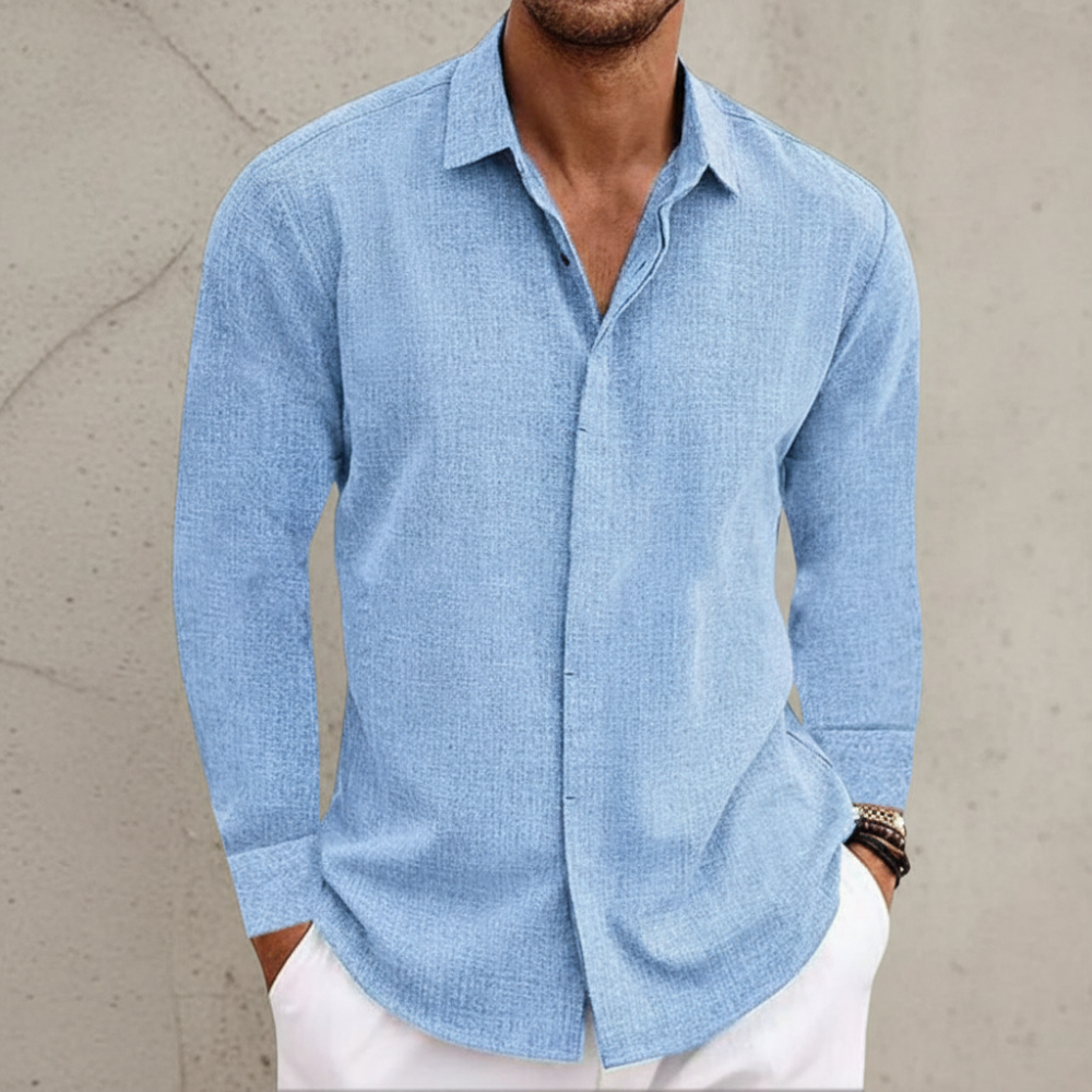 Men’s Casual Breathable Long Sleeve Shirt Slim Fit