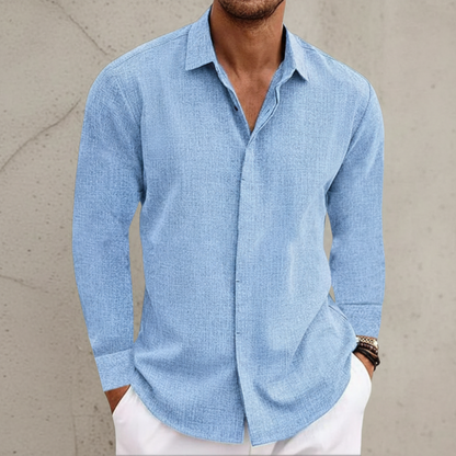 Men’s Casual Breathable Long Sleeve Shirt Slim Fit