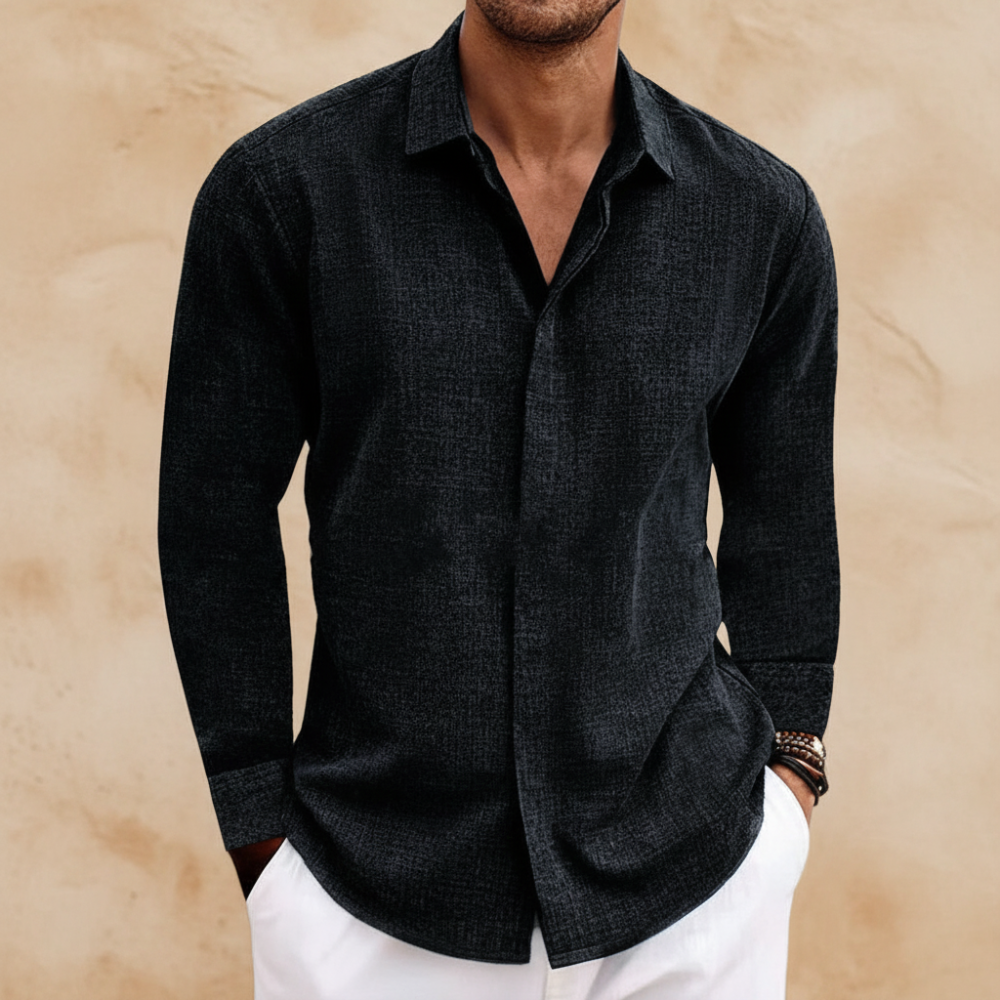 Men’s Casual Breathable Long Sleeve Shirt Slim Fit