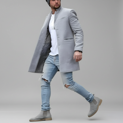 Men's Long Trench Coat Lightweight Slim Fit Stylish Overcoat 1