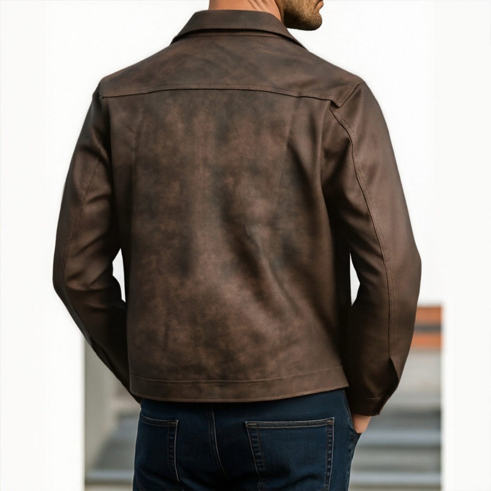 Men’s Stylish PU Leather Jacket | Classic Zipper Outerwear