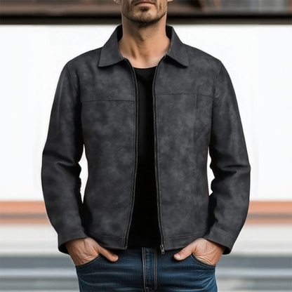 Men’s Stylish PU Leather Jacket | Classic Zipper Outerwear