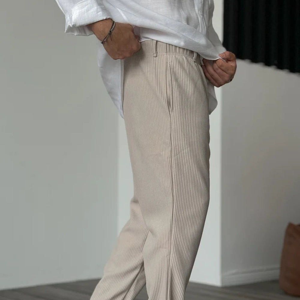 Men's Trousers Soft Luxury Fabric Tailored Fit Elegant Style 1