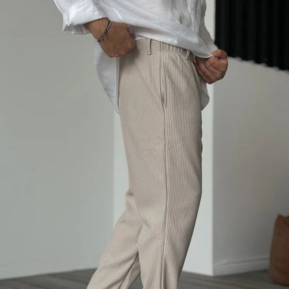 Men's Trousers Soft Luxury Fabric Tailored Fit Elegant Style 1