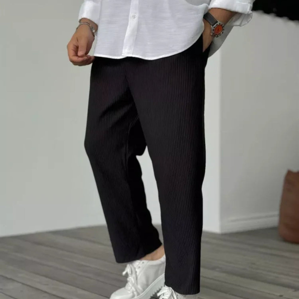 Men's Trousers Soft Luxury Fabric Tailored Fit Elegant Style 6