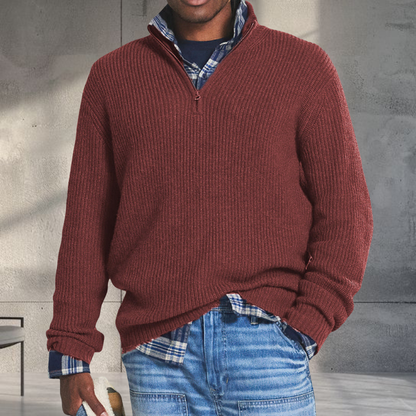 Men’s Warm Casual Pullover Sweater Ribbed Knit