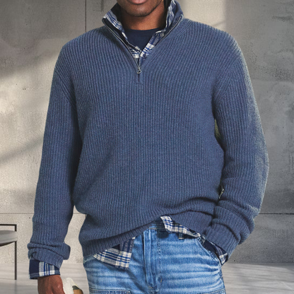 Men’s Warm Casual Pullover Sweater Ribbed Knit