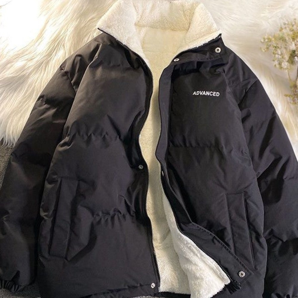 Men’s Warm Oversized Puffer Jacket Fleece Lined Winter