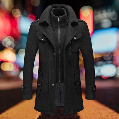 Men’s Warm Winter Coat Stylish Zip Up Overcoat