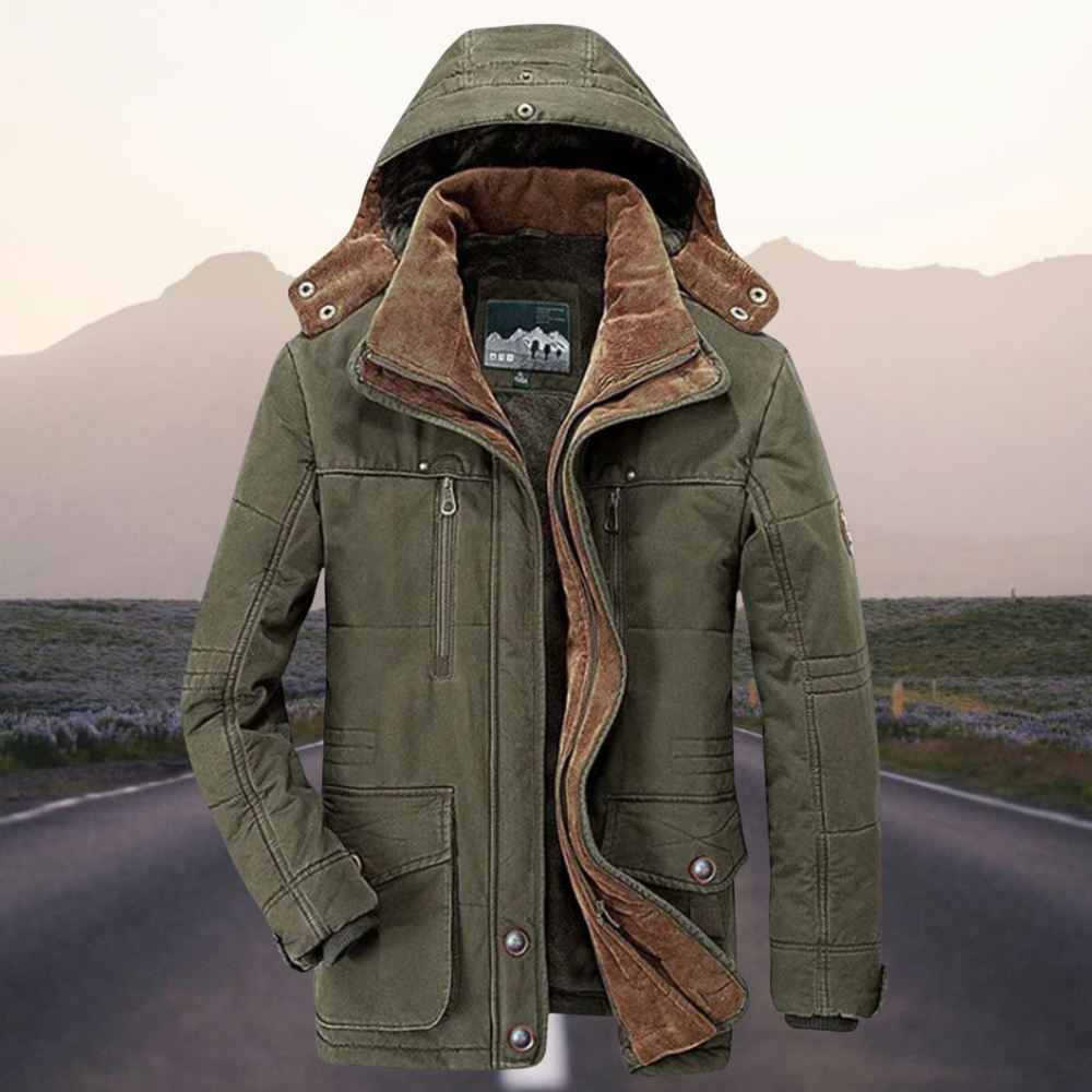 Men’s Warm Winter Parka Jacket Hooded Fleece Lined