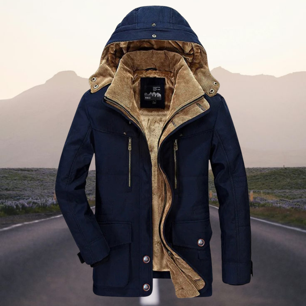 Men’s Warm Winter Parka Jacket Hooded Fleece Lined