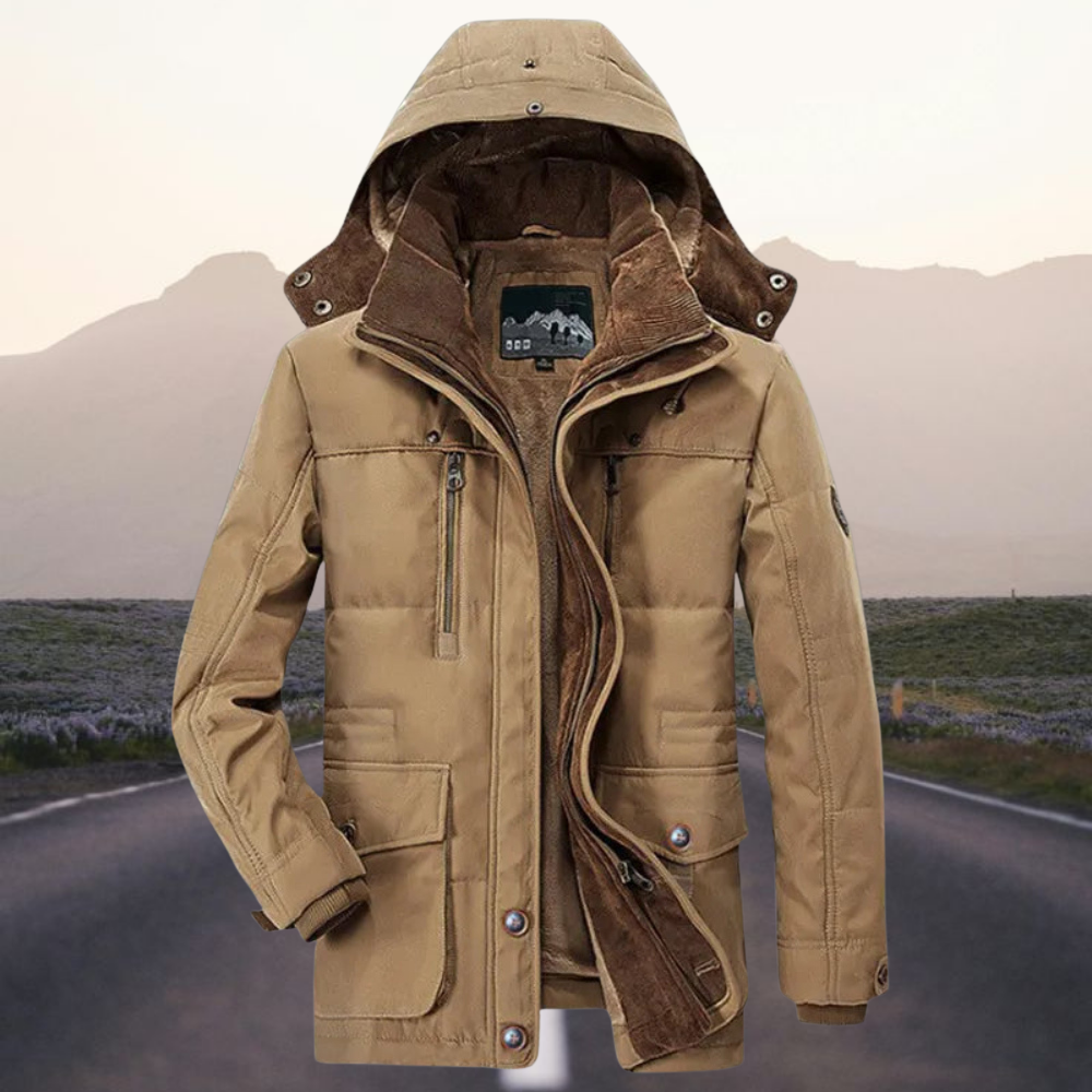 Men’s Warm Winter Parka Jacket Hooded Fleece Lined