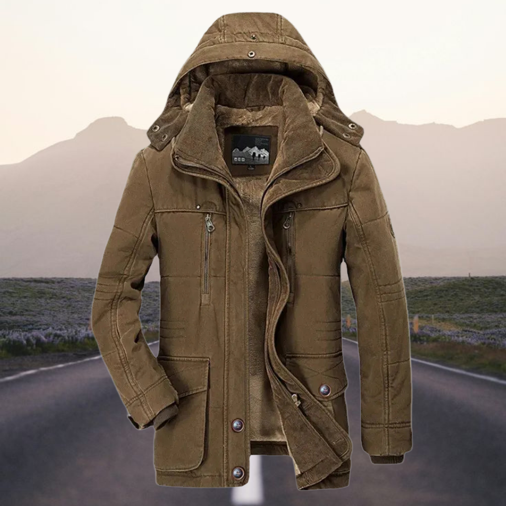 Men’s Warm Winter Parka Jacket Hooded Fleece Lined
