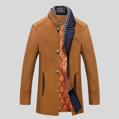 Men’s Warm Winter Wool Coat Quilted Stand Collar