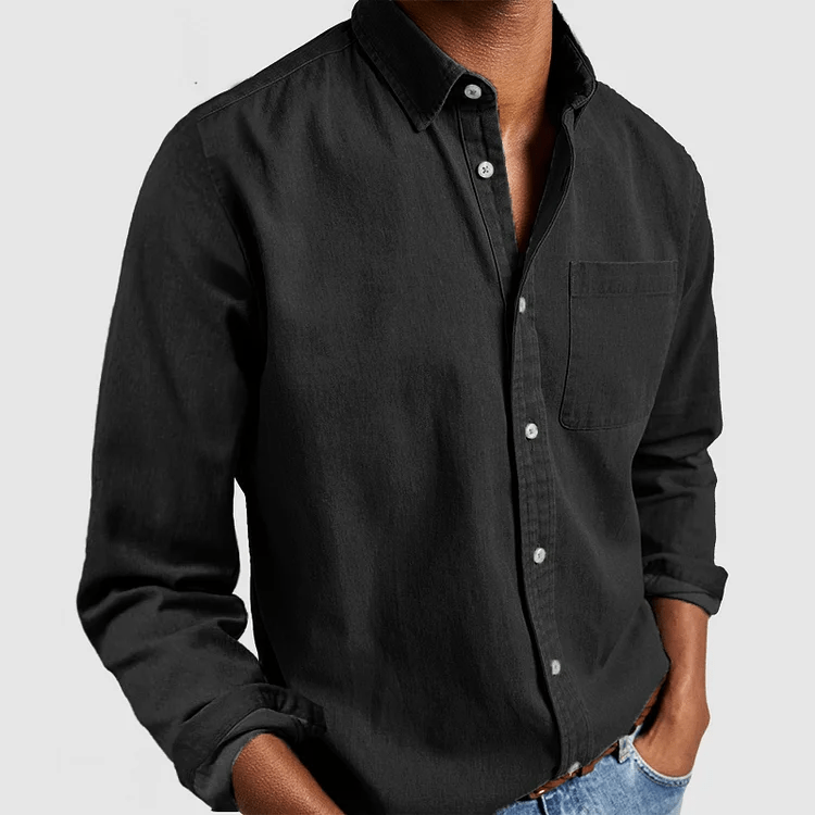 Men's Casual Denim Long Sleeve Shirt | Slim Fit Buttoned-Levorel