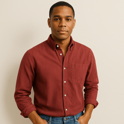 Men's Casual Denim Long Sleeve Shirt | Slim Fit Buttoned-Levorel