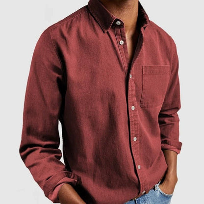 Men's Casual Denim Long Sleeve Shirt | Slim Fit Buttoned-Levorel