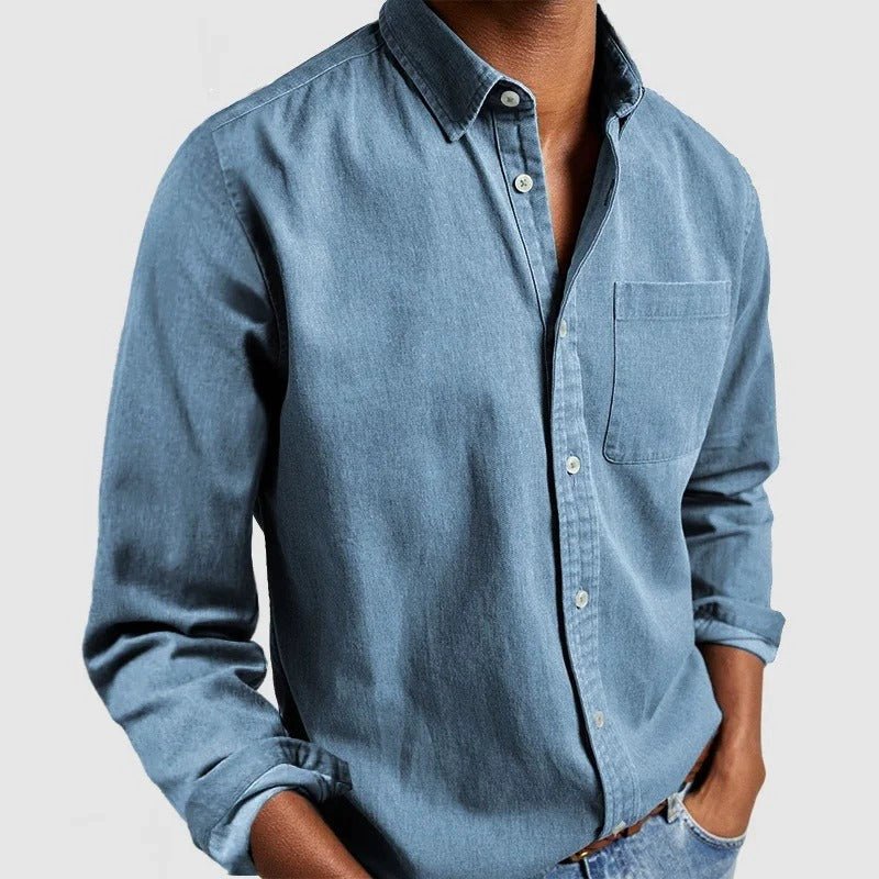 Men's Casual Denim Long Sleeve Shirt | Slim Fit Buttoned-Levorel