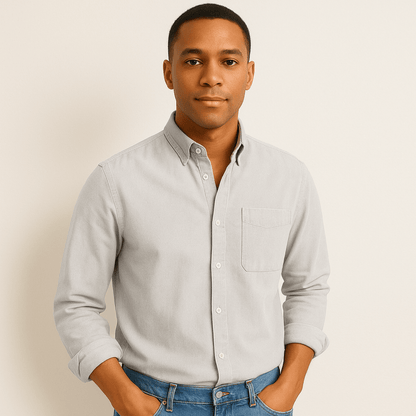 Men's Casual Denim Long Sleeve Shirt | Slim Fit Buttoned-Levorel