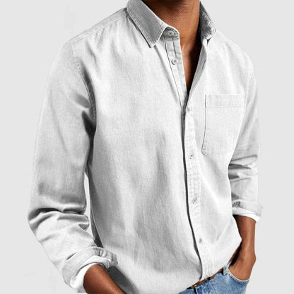 Men's Casual Denim Long Sleeve Shirt | Slim Fit Buttoned-Levorel