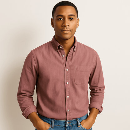 Men's Casual Denim Long Sleeve Shirt | Slim Fit Buttoned-Levorel