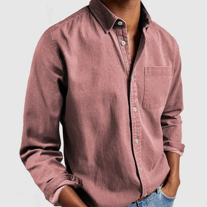 Men's Casual Denim Long Sleeve Shirt | Slim Fit Buttoned-Levorel