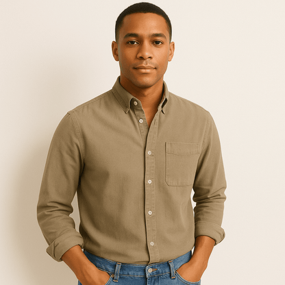 Men's Casual Denim Long Sleeve Shirt | Slim Fit Buttoned-Levorel