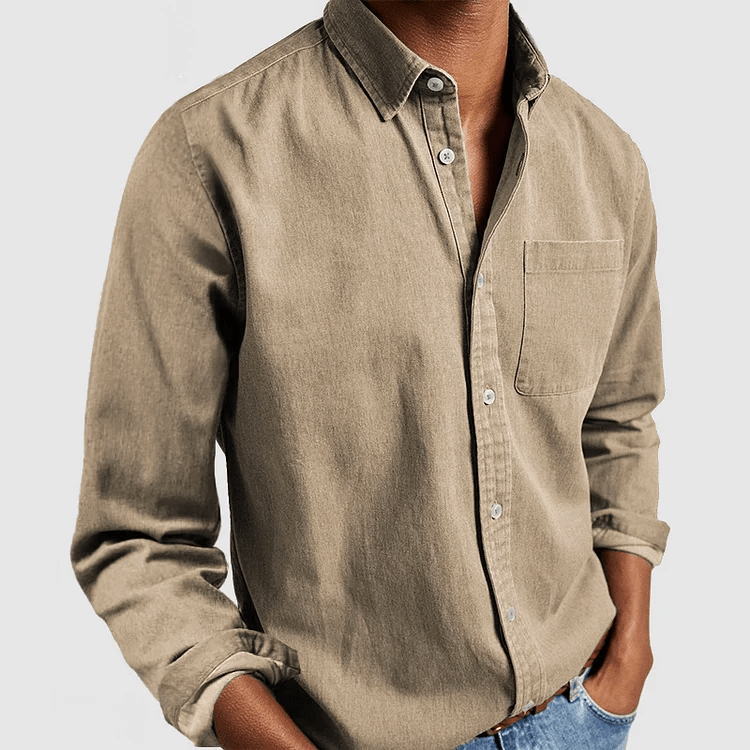 Men's Casual Denim Long Sleeve Shirt | Slim Fit Buttoned-Levorel