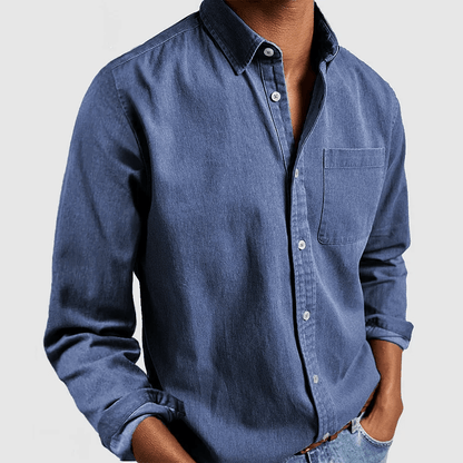 Men's Casual Denim Long Sleeve Shirt | Slim Fit Buttoned-Levorel