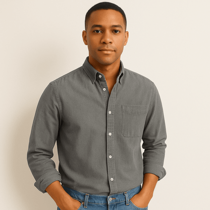 Men's Casual Denim Long Sleeve Shirt | Slim Fit Buttoned-Levorel