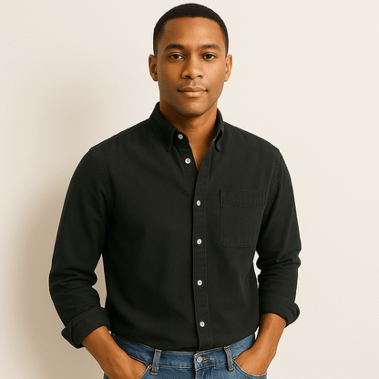 Men's Casual Denim Long Sleeve Shirt | Slim Fit Buttoned-Levorel