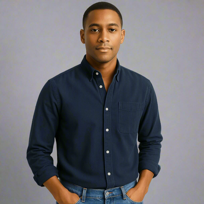 Men's Casual Denim Long Sleeve Shirt | Slim Fit Buttoned-Levorel