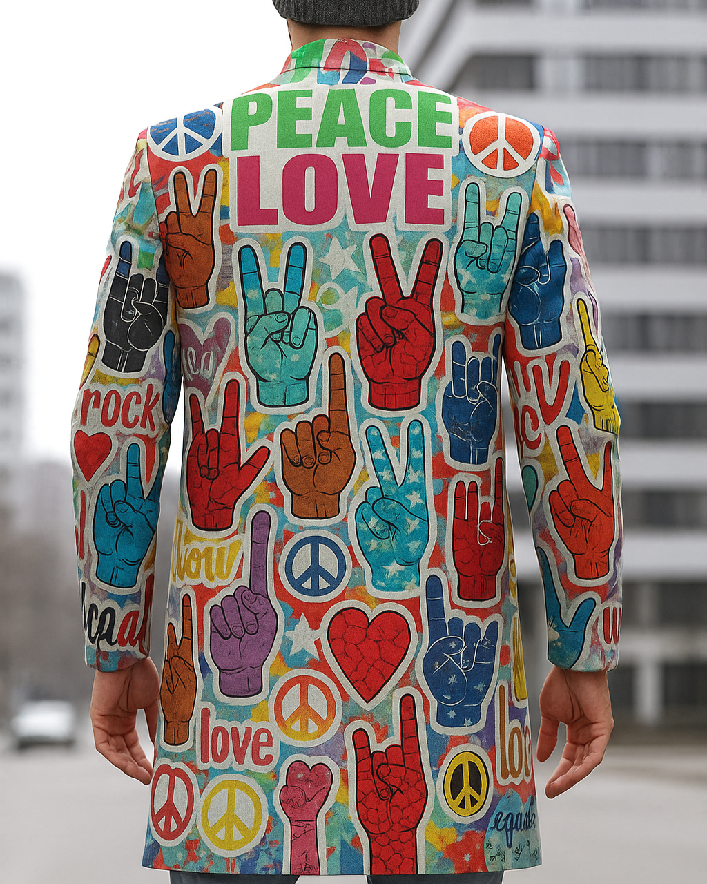 Men’s Graphic Printed Trench Coat | Casual Street Style-Levorel