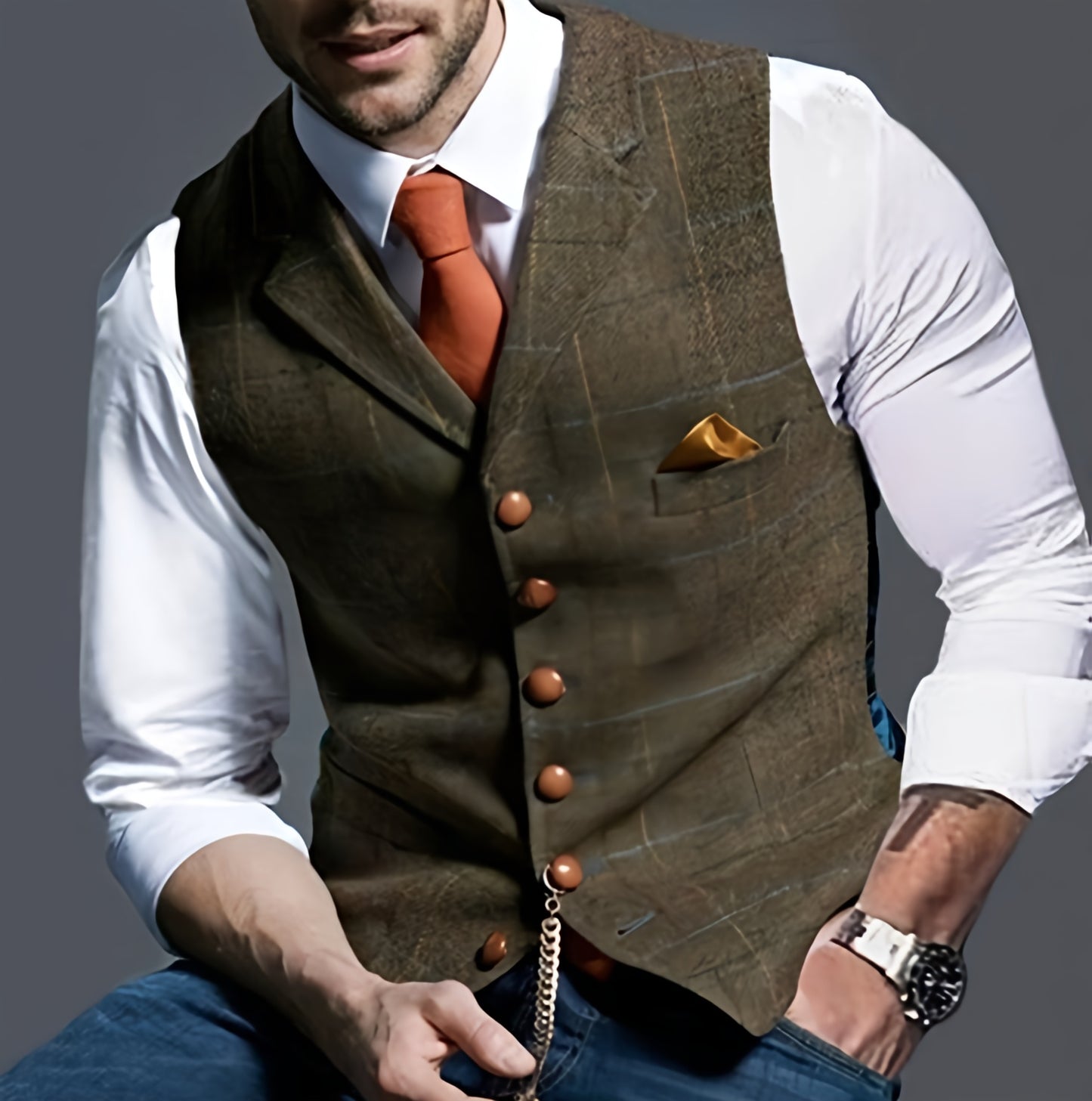 Men's Knitted Waistcoat | Zip Up Longline Fit